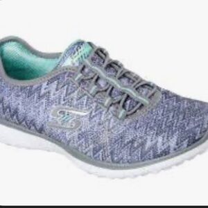 Skechers Gray and Teal Slip-On Sneakers